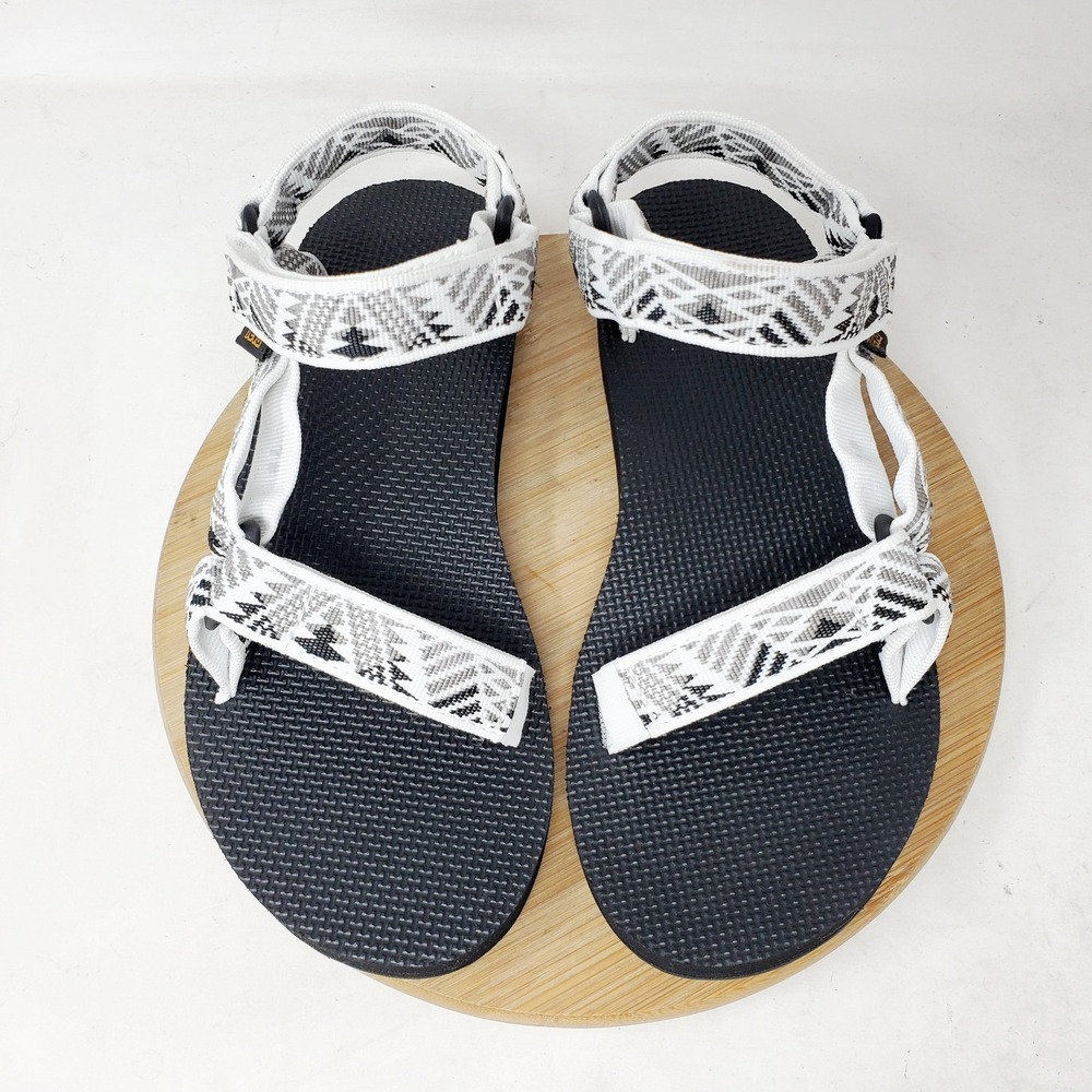 Teva Sandals Original Universal Womens 7 Boomerang White Grey Summer Shoes